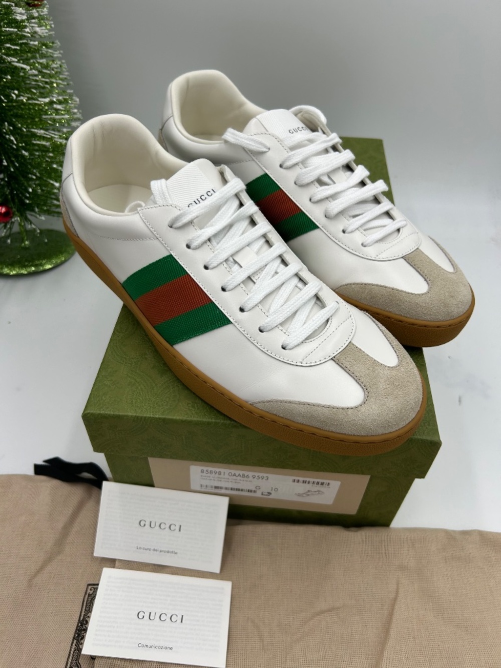 Men’s Gucci G 74 Leather/Suede Web Stripe Sneakers. Size 10. Made in Italy. - Picture 2 of 11